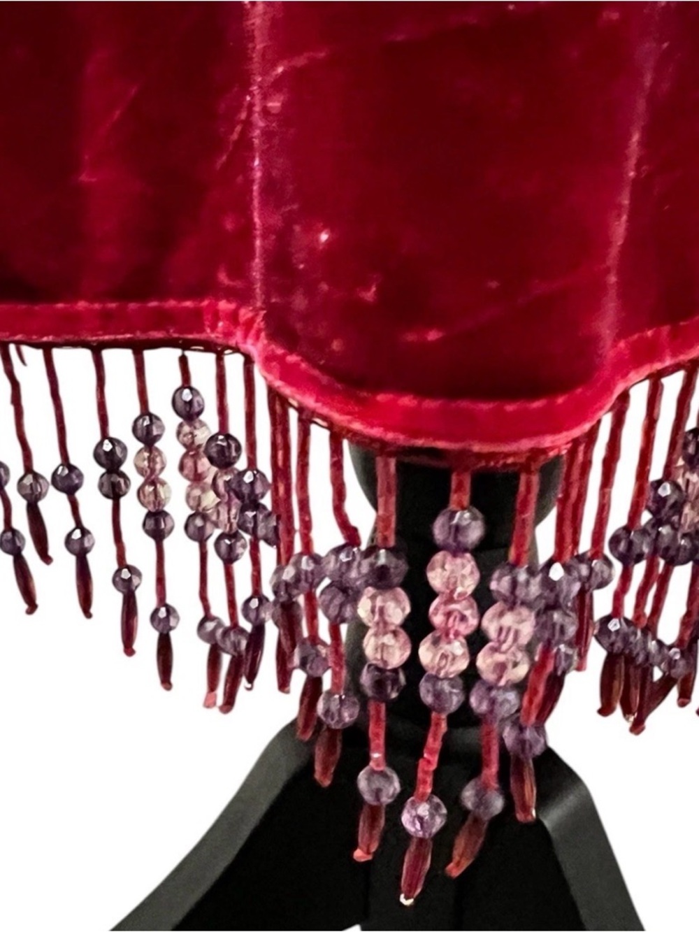 Vintage Betsey Johnson New York Velvet Beaded Fringe Slip Dress M FLAW - Picture 7 of 15